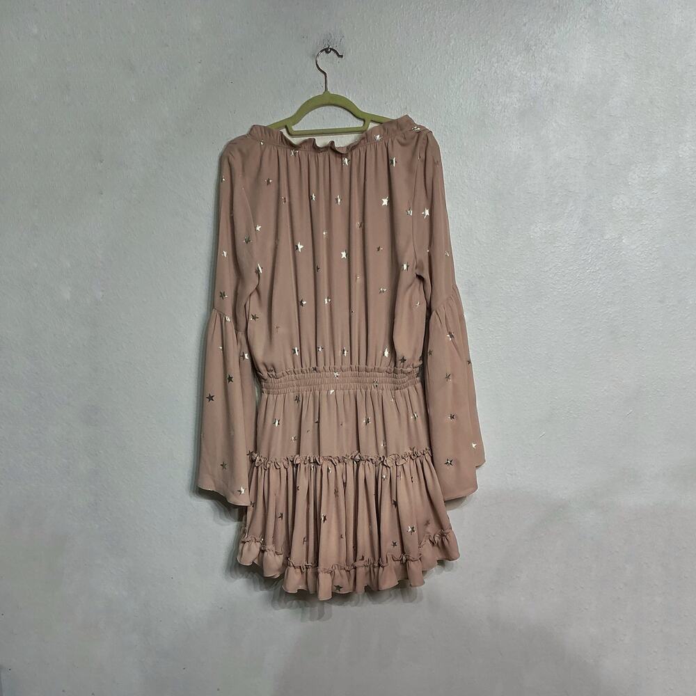 Buddy Love Pink Silver Metallic Star Bell Sleeve Dress Sz S NWT - Picture 10 of 11